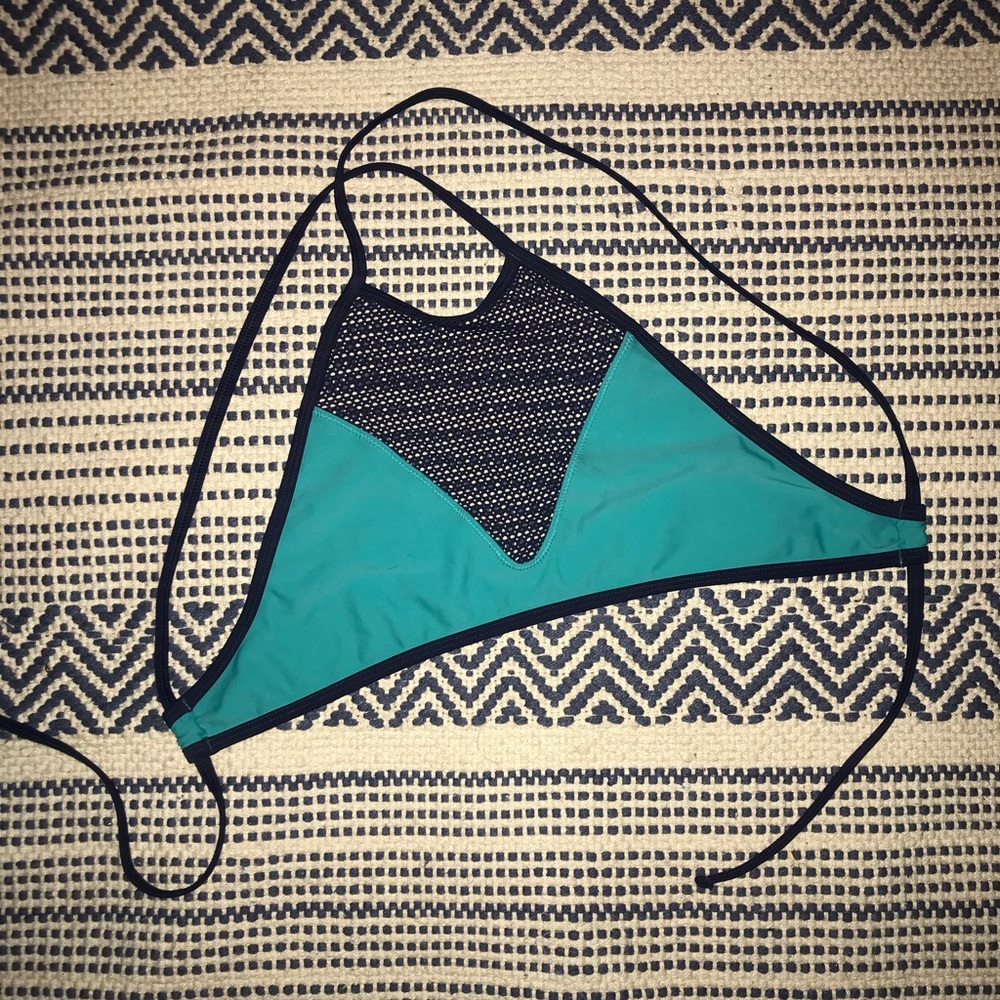 High neck mesh bathing suit top